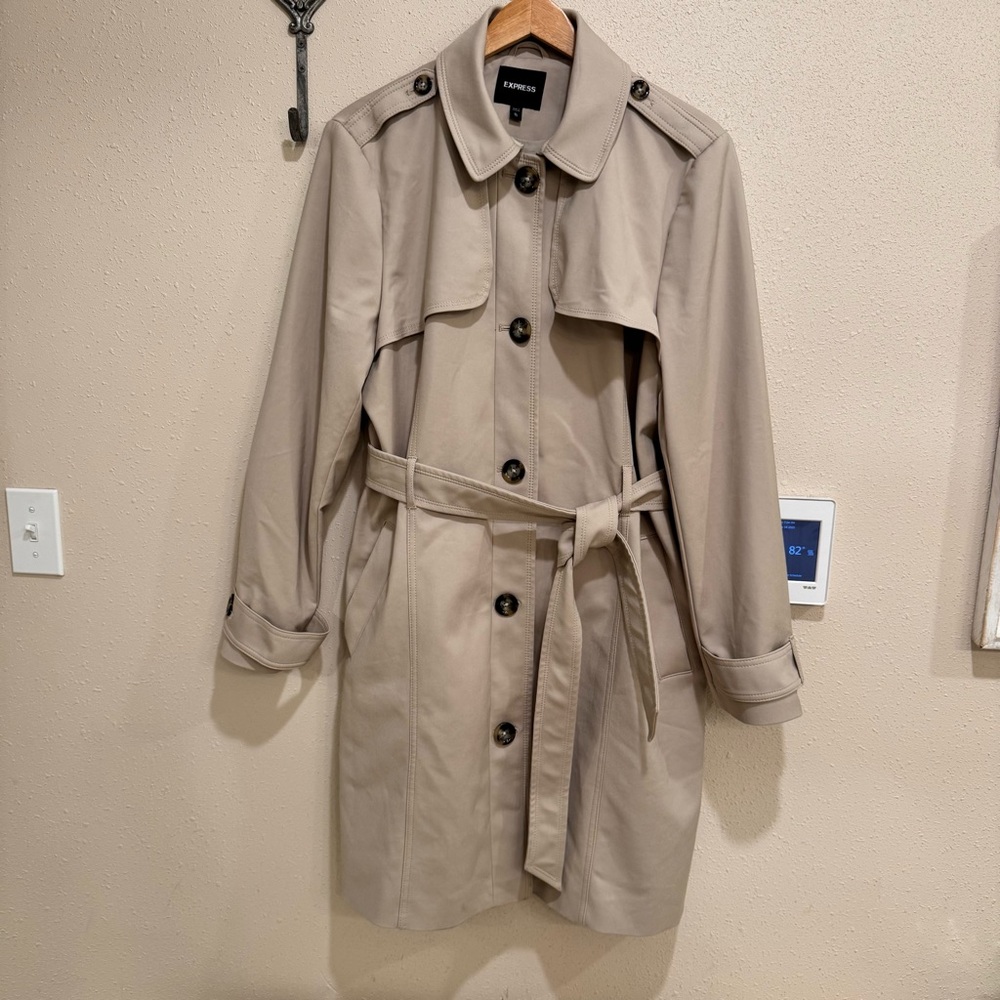 Express Single Button Tan Trench Coat XL